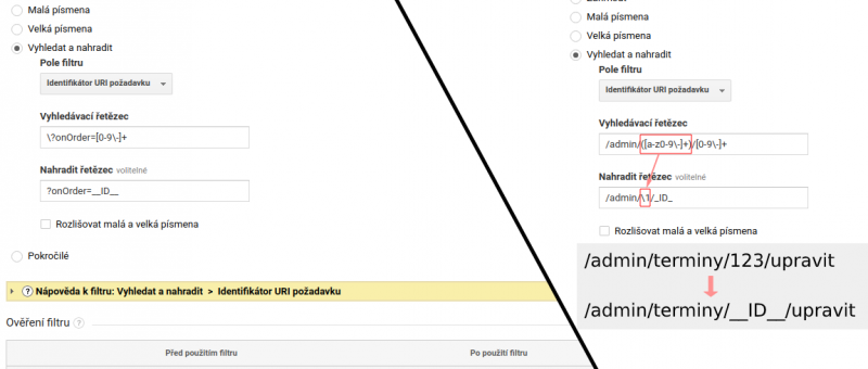 Vytvoření filtru přepisujícího URL v Google Analytics