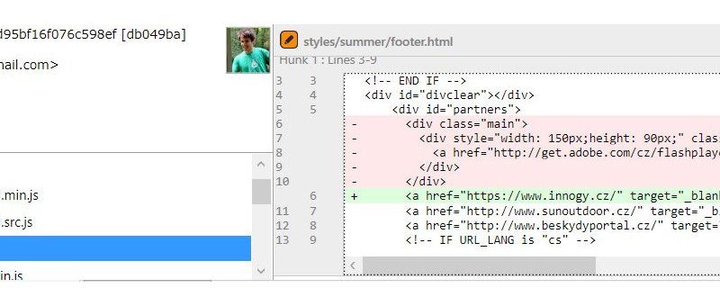 Ukázka zobrazení commitu v SourceTree