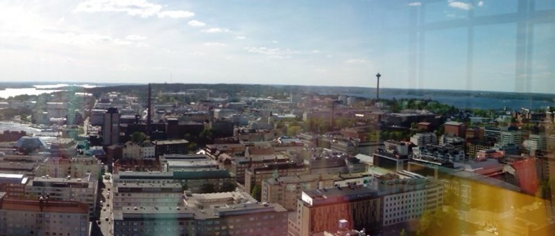 Panorama of Tampere from sky bar of Sokos hotel