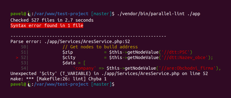Kontrola správnosti PHP syntaxe