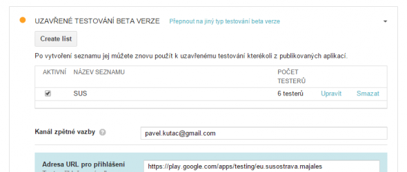Seznamy uzavřených testů