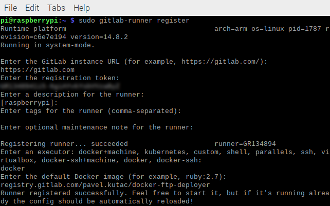 Registrace Gitlab runneru