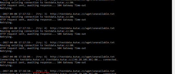 Wget - opakované pokusy